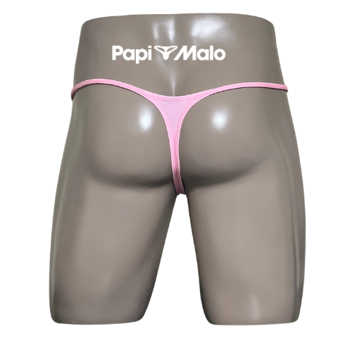 Back view of blush pink men’s locker room thong by PapiMalo Gear