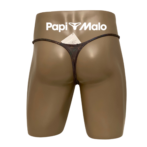 Back view of bronze holographic snake-inspired men’s muscle thong by PapiMalo Gear