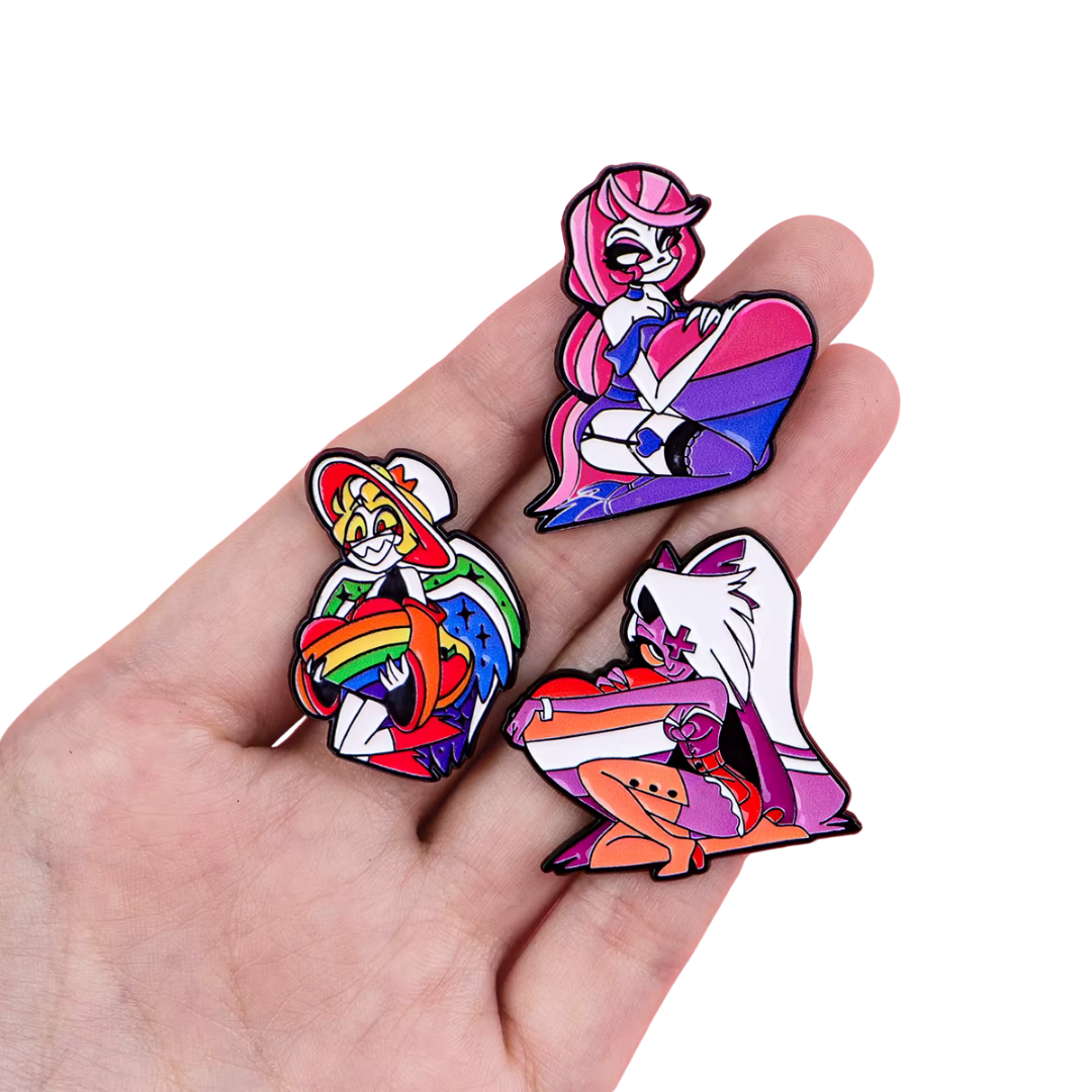 Lesbian Pride Anime Heart Enamel Pin