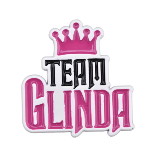Pink Team Glinda musical theater fandom pin with crown detail