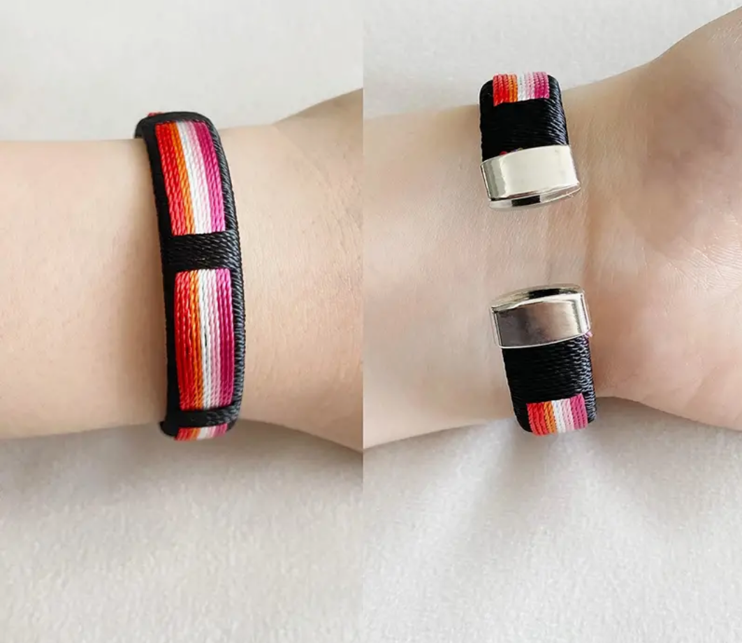 Lesbian Pride Woven Cuff Bracelet
