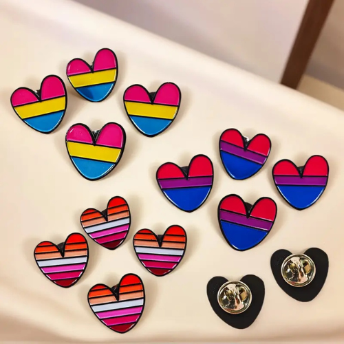 Bisexual Pride Heart Enamel Pin