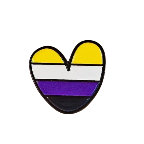 Nonbinary Pride Heart Enamel Pin