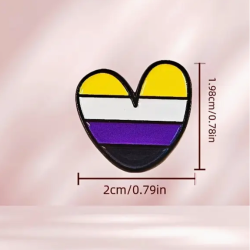 Nonbinary Pride Heart Enamel Pin