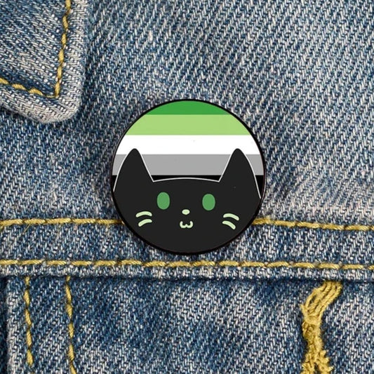 Aromantic Pride Kitty Enamel Pin