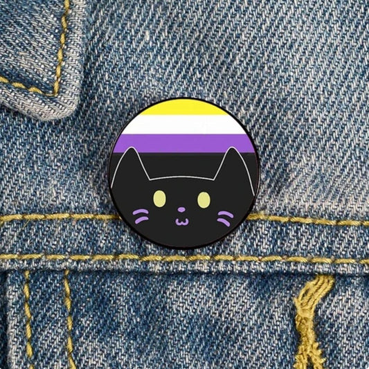 Nonbinary Pride Kitty Enamel Pin