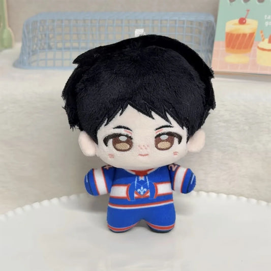 Heated Rivalry Hollander chibi-style plush keychain wearing blue hockey uniform