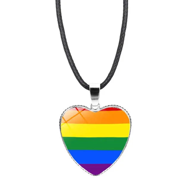 Pride Heart Pendant Necklace – Rainbow