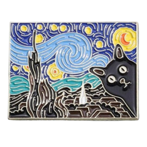 Black Cat Says What?? Enamel Pin