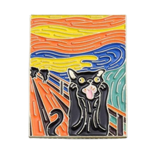 Black Cat Screaming Enamel Pin