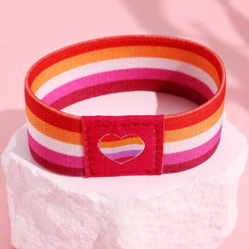 Lesbian Pride Heart Elastic Wristband
