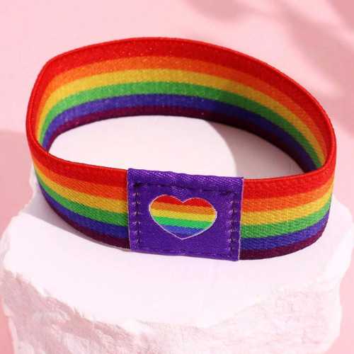 Rainbow Pride Heart Elastic Wristband