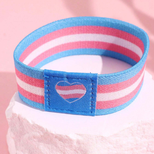 Trans Pride Heart Elastic Wristband